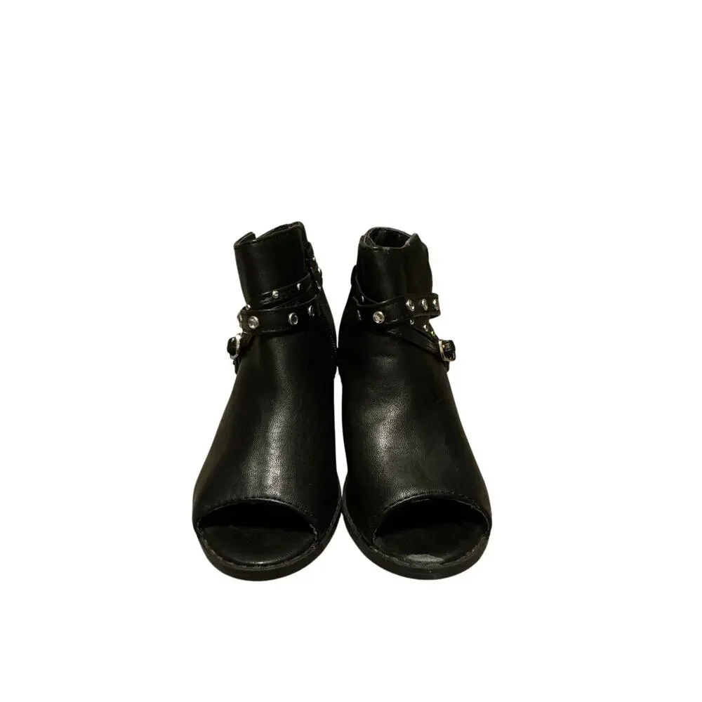 Sugar Girls Black Studded Embellished Peep Toe Ankle Booties Boots Youth Size 12